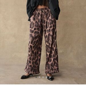 Free People All Out Leopard Satin Pants- S